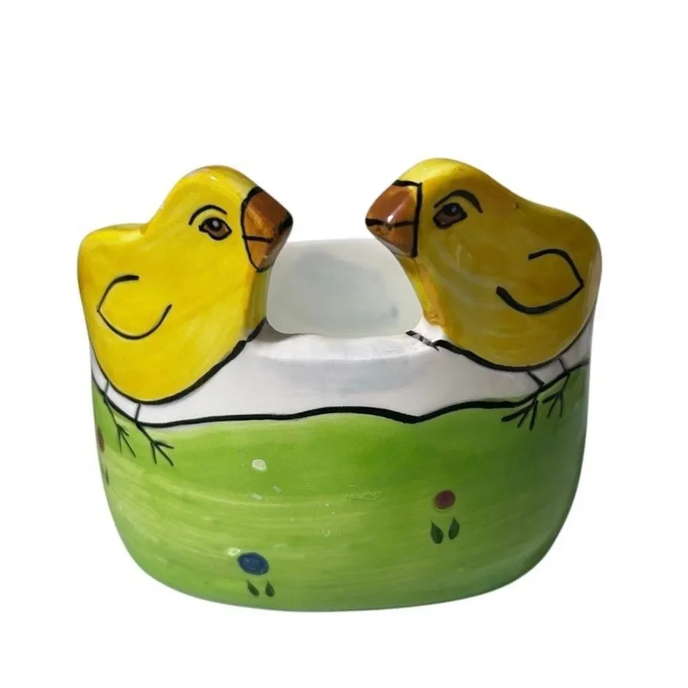 Vtg Andrea West For Sigma Tastesetter Candy Dish Bowl Green Yellow Ceramic Chic
